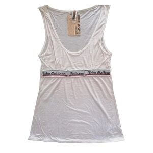 John Galliano White Sleeveless Top